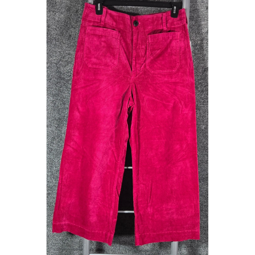 Maeve Anthropologie The Colette Fuschia Corduroy Wide Leg Cropped Pants Size 34